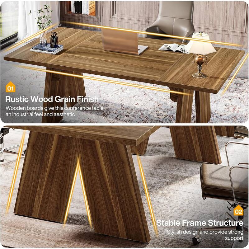 6 ft Conference Table Meeting Table with Solid Wood Legs