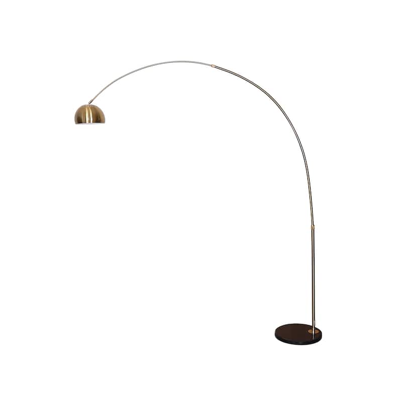 Floor Lamp with Black Marble Base and Metal Lamp Shade Arco Collection - 76"