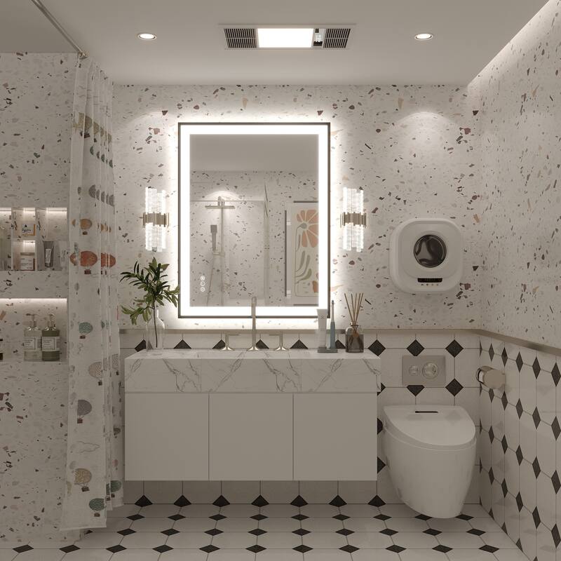 Extra Large Black Frame LED Bathroom Vanity Mirror with 3 Years Warranty and UL Certified