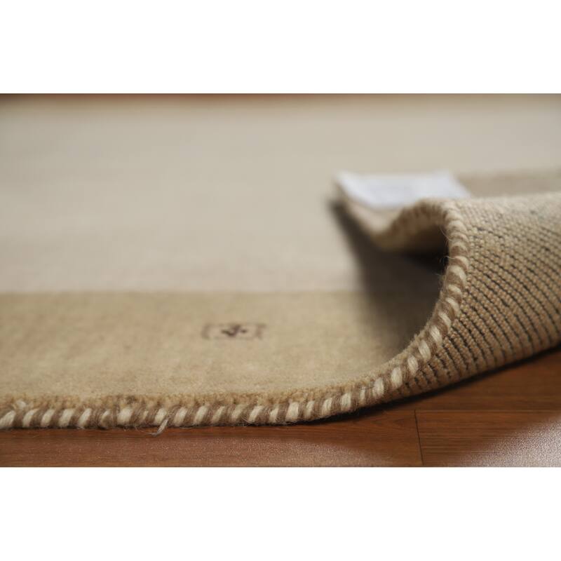 Beige Tribal Gabbeh Indian Rug Hand-Knotted Wool Carpet - 5'2" x 7'6"