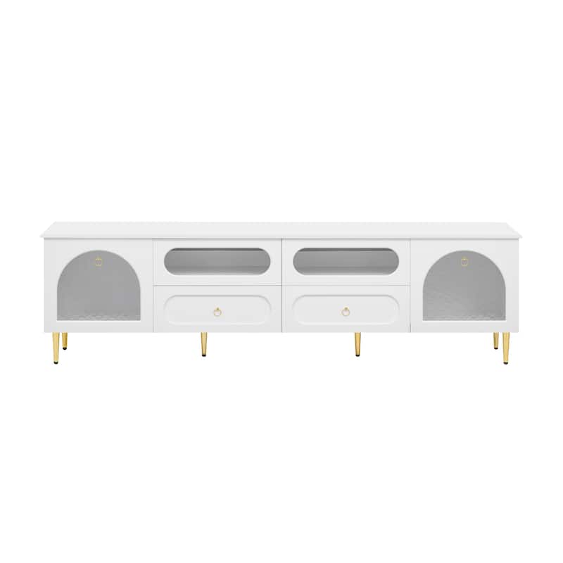 78.8" Exquisite TV Cabinet Wood TV Stand with Metal Legs, Media Console Cabinet with 2 Cabinets, 4 Drawers for Up to 85''