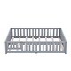preview thumbnail 89 of 106, Twin/Full/Queen Size Floor Bed with Safety Guardrails for Kids, Wood Montessori Bedframe w/ Door, Children's Noiseless Beds
