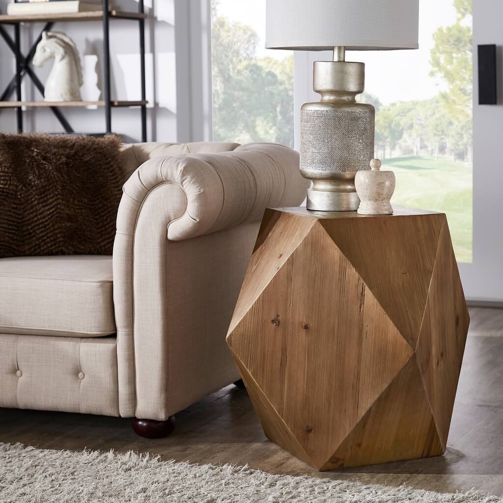 Dunn Reclaimed Wood Geometric End Table by iNSPIRE Q Modern