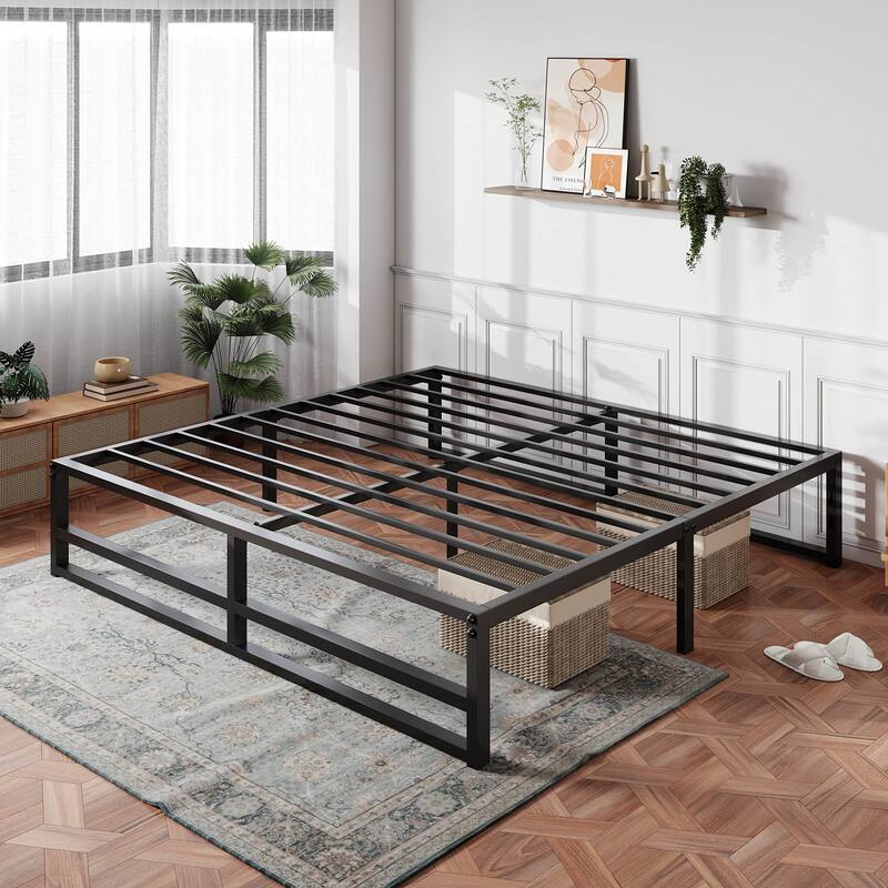 14'' Metal Platform King Bed Frame with Strong Steel Slats Support