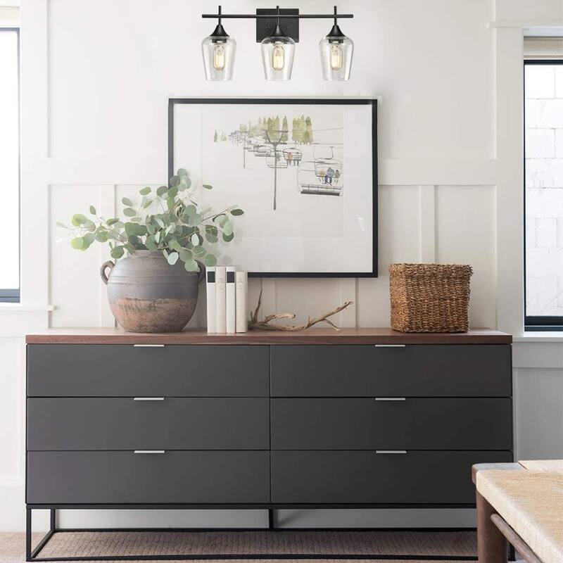 Monaco Farmhouse Bathroom Vanity Lights 3-Light Clear Glass Wall Sconces