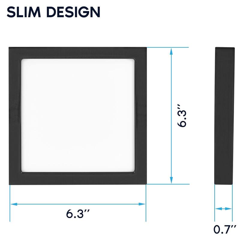 Luxrite 6 Inch Square LED Flush Mount Light, 15W 1000LM, 5CCT 2700K-5000K, Dimmable - Black 4-Pack