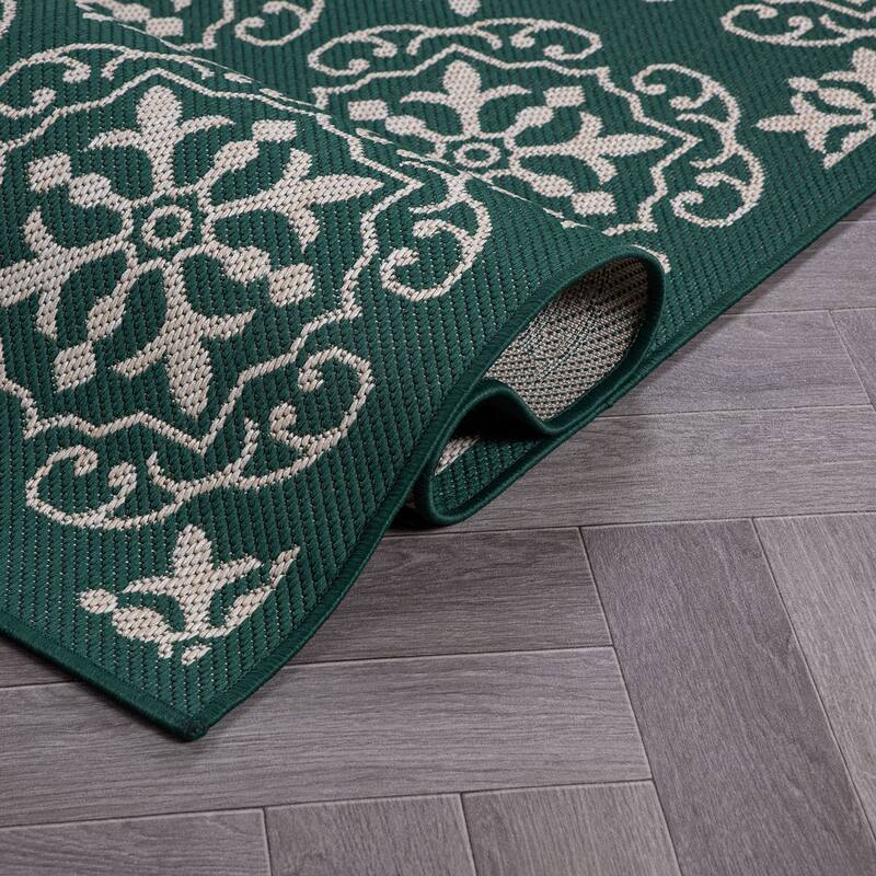 World Rug Gallery Transitional Geometric Textured Flat Weave Indoor/Outdoor Area Rug