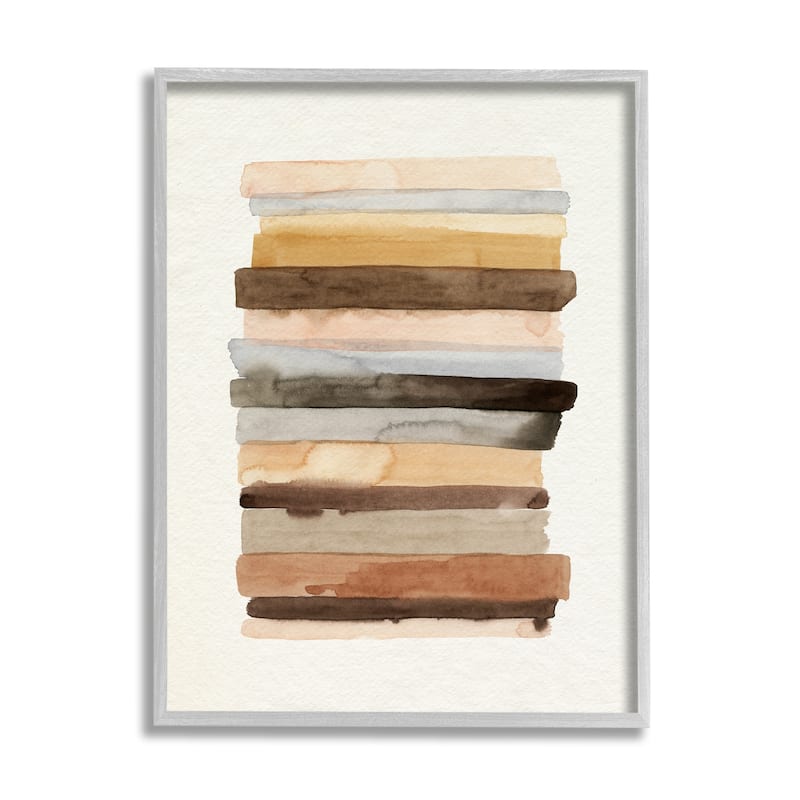 Stupell Modern Color Abstraction Layered Earth Tone Shapes Framed Wall Art - Brown - 11 x 14 - Grey