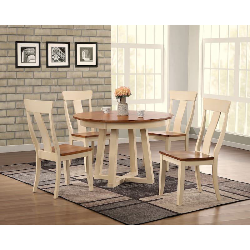 Panel Back 5-Piece Cross Pedestal Dining Set