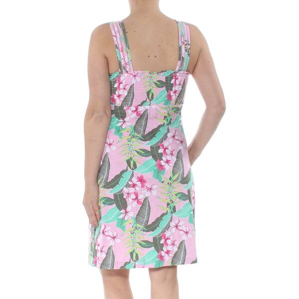 Shop Tommy Bahama Womens Pink Floral Spaghetti Strap V Neck Above