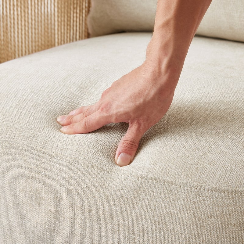 Spruce & Spring Modern Boho Braid Swivel Accent Chair with Hand-Woven Paper Cord Arm