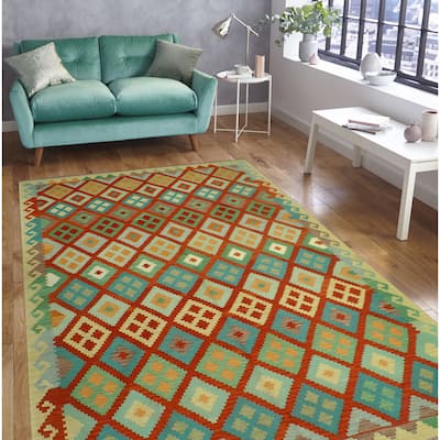 Sangat Flatweave Morris Red/Beige Rug - 6'9" x 9'9"