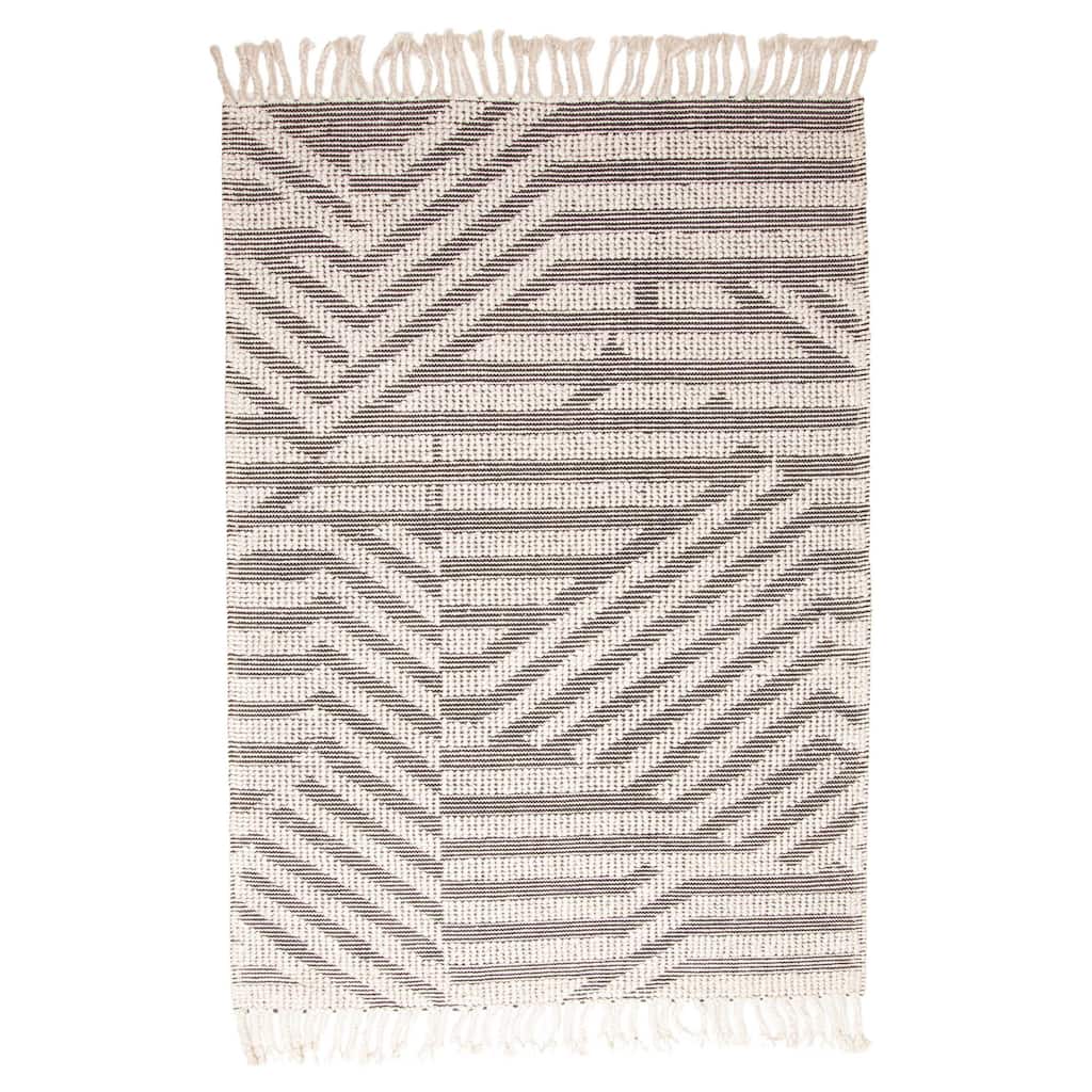 ECARPETGALLERY Braid weave Sienna Black Wool Rug - 5'0 x 7'4