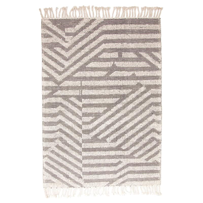 ECARPETGALLERY Braid weave Sienna Black Wool Rug - 5'0 x 7'4