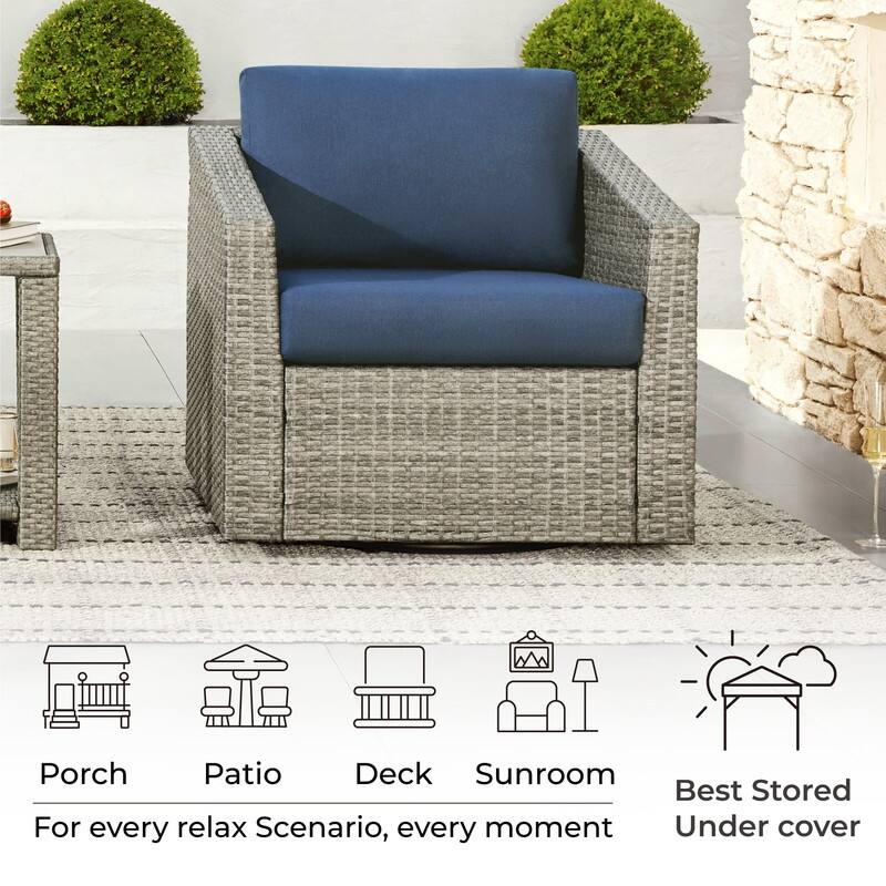 Oakley Outdoor Wicker Patio Furniture Swivel Chair