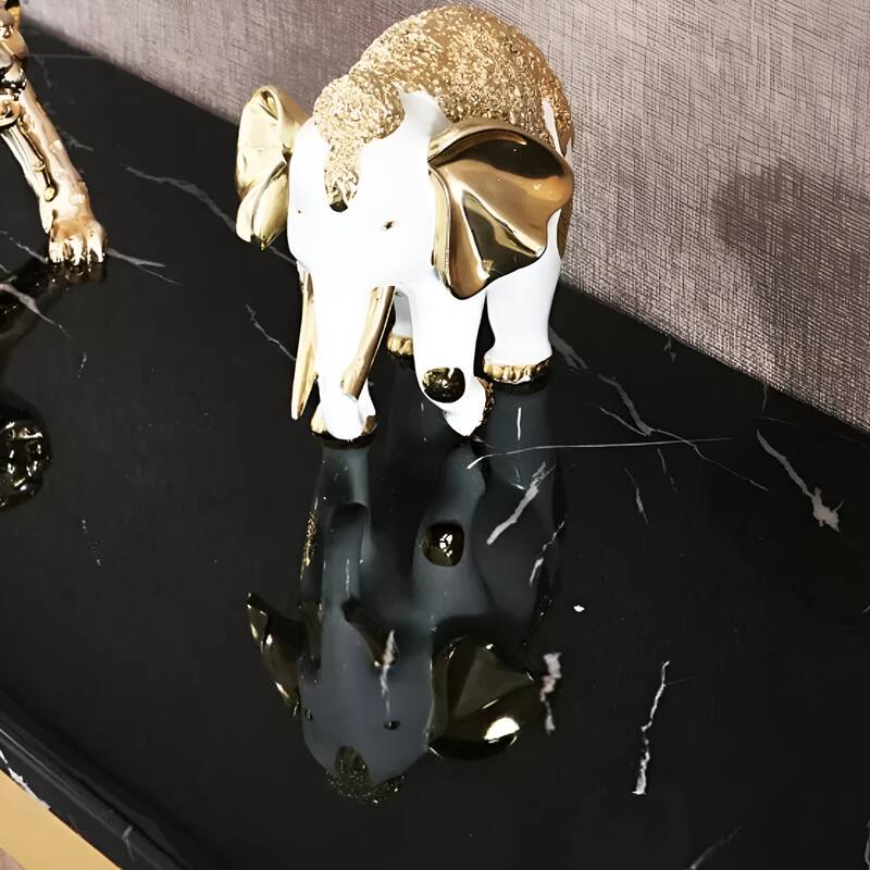 New Moon gold and Black Marble Console Table
