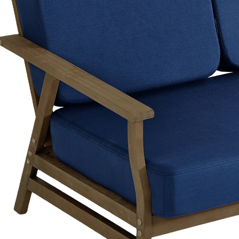 Modern Wood Cushioned 5-Piece Outdoor Patio Conversation Set