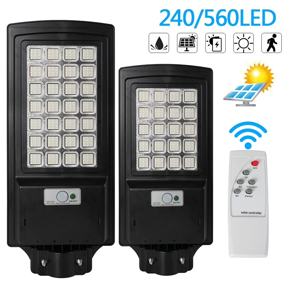 500W LED Solar Street Lights Outdoor， Dusk to Dawn Security Flood Light  with Remote Control ＆ Pole， Wireless， Waterproof， Perfect for Yard， Parking  l 最大の割引 DIY、工具