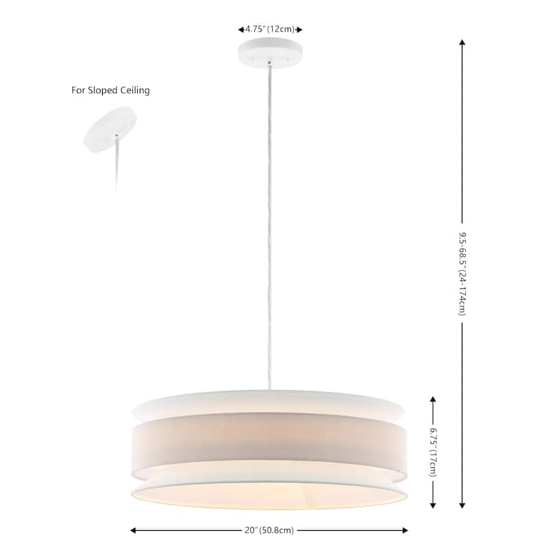 SAFAVIEH Lighting Nolana Extendable Pendant - 20 in. W x 20 in. D x 10-69 in. H