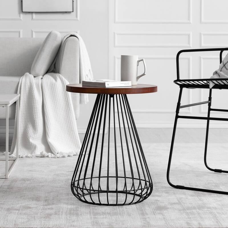 MH London Melody End Table - 20" x 16" x 16" - Walnut and Black