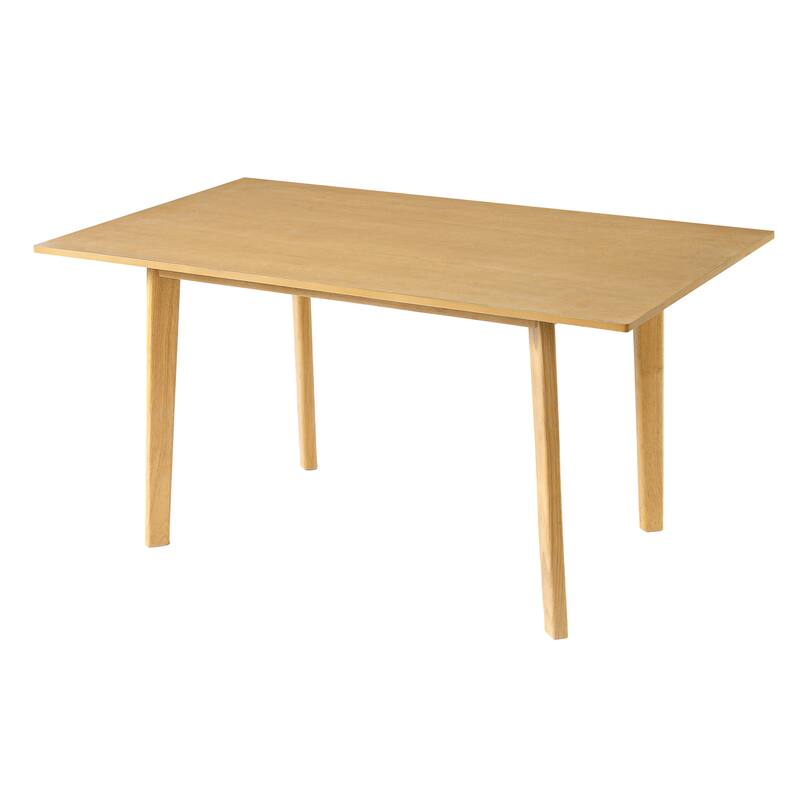 5-Piece Modern Dining Set: Rectangular Solid Wood Table & 4 Upholstered Linen Chairs, Kitchen Table Set