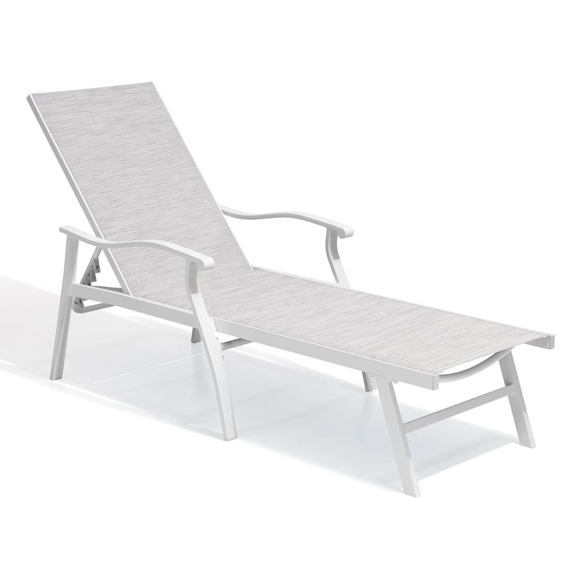Outdoor Recliner All Weather Aluminum Adjustable Chaise Lounge Chair with Arms - See Picture