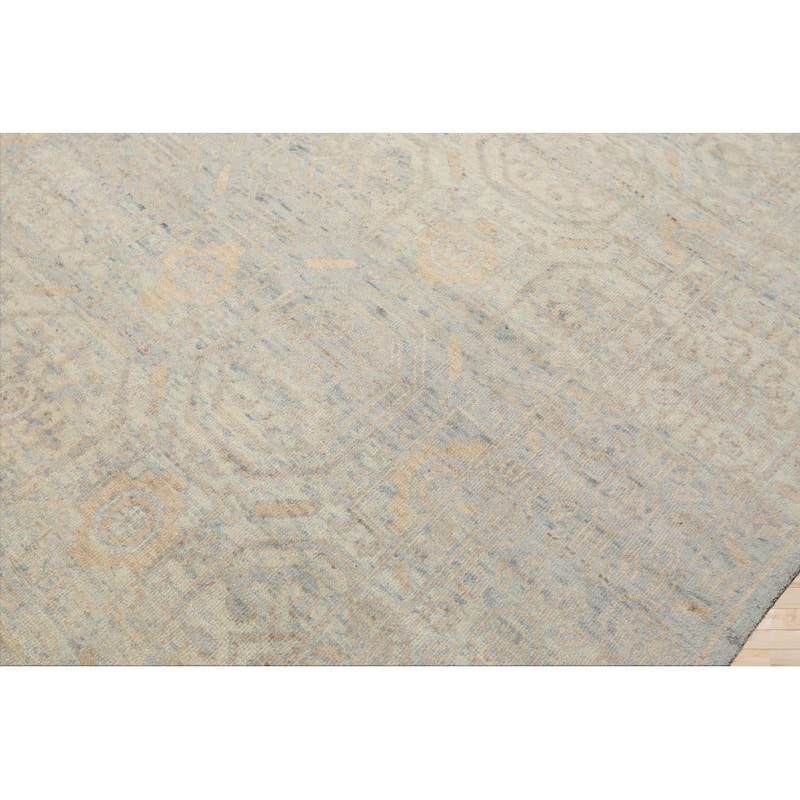LoomBloom Gray Hand Knotted Oushak Wool Oriental Transitional Area Rug - 7' 10'' x 9' 10''