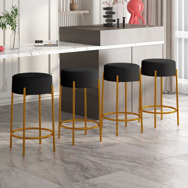 Mixoy 30"Counter Height Modern Backless Upholstered Kitchen Counter Bar Stools with Metal Base