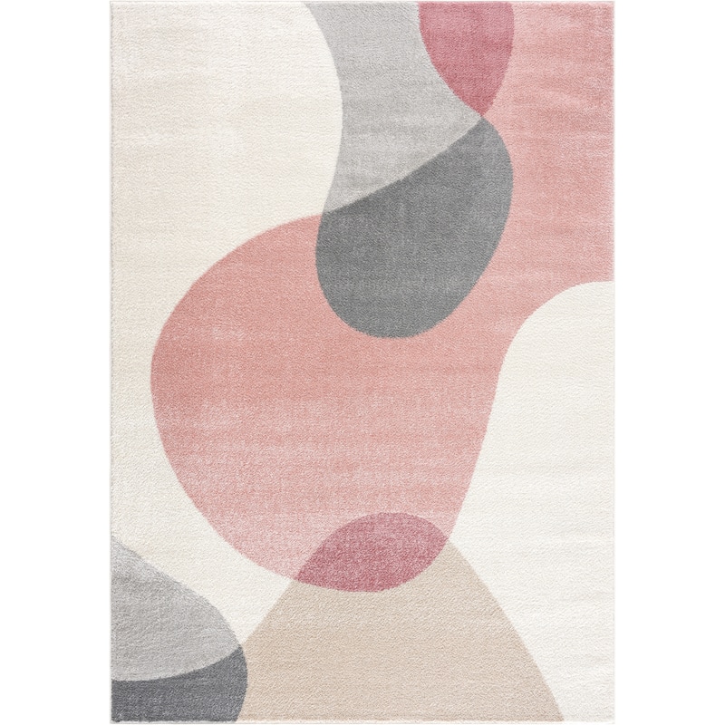 Abani Rugs Deco DEC120A Cream Pink Mid Century Area Rug