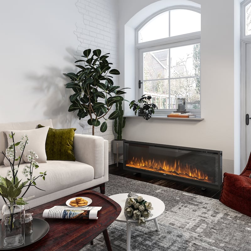 Clihome 50"-72" Recessed Wall-mounted Freestanding Electric Fireplace