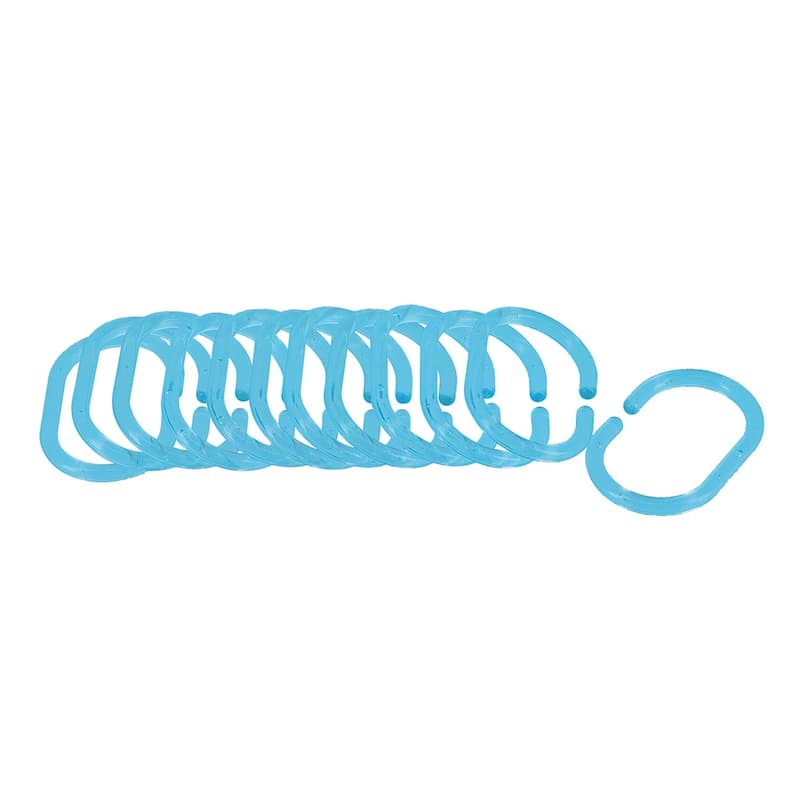 Evideco Shower Curtain Rings Plastic Hooks (Set of 12)