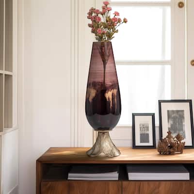 Sagebrook Home Abstract Glass Vase with Gold Accents