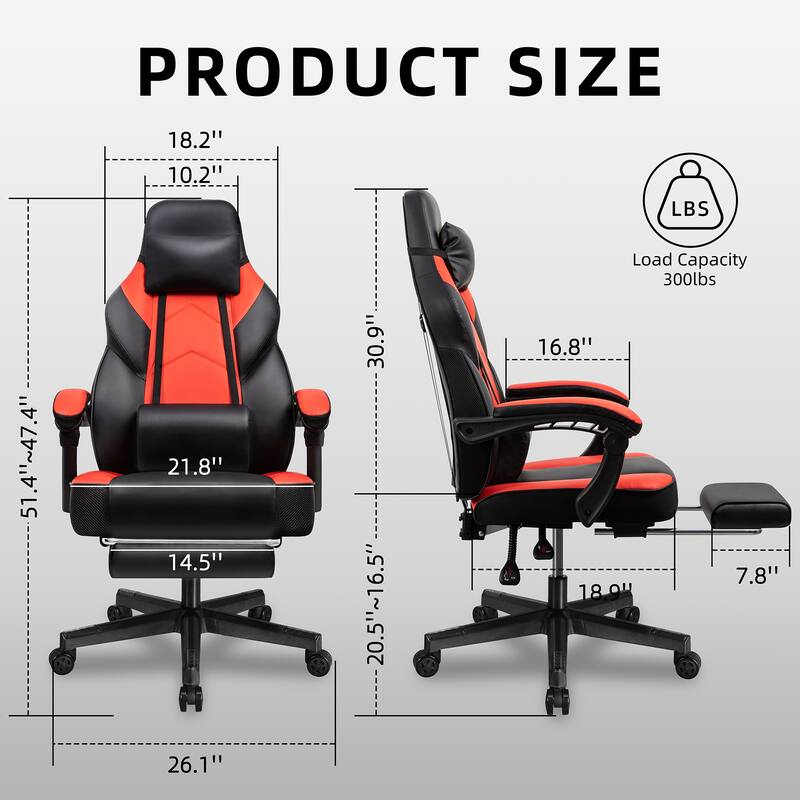 Adjustable Comfortable Game Chair Swiveling PC & Racing with Footrest