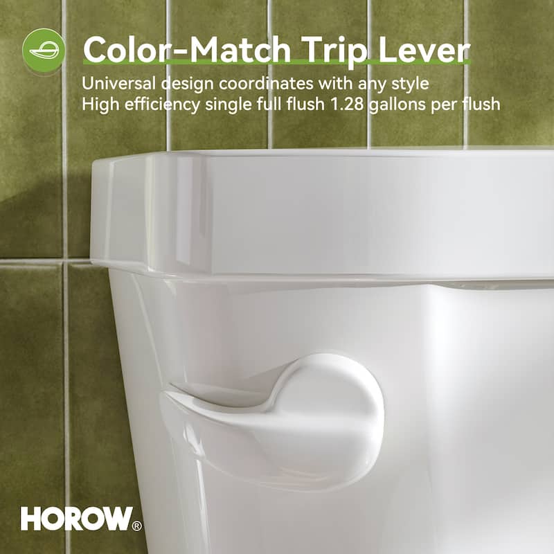 HOROW 2 Piece ADA Height Round Toilet White 1.28 GPF Strong Flush Quiet Soft Close Seat