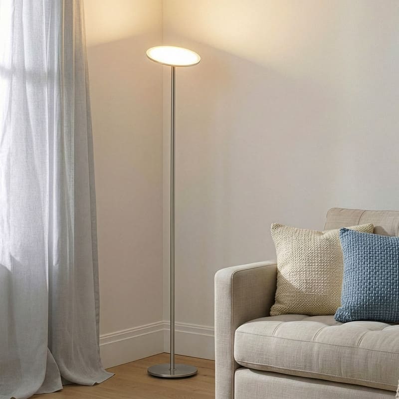 Brightech Sky 63 in. Industrial Dimmable LED Floor Lamp with Adjustable Head - Silver