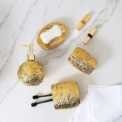 Accessory Set Complete, Luxury Embossing Bath Accessories