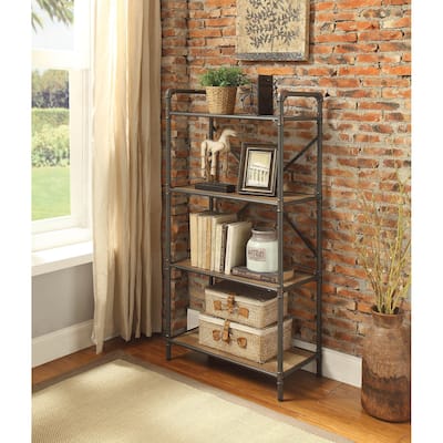 Versatile Antique Oak and Gray Bookshelf for All Your Storage Needs
