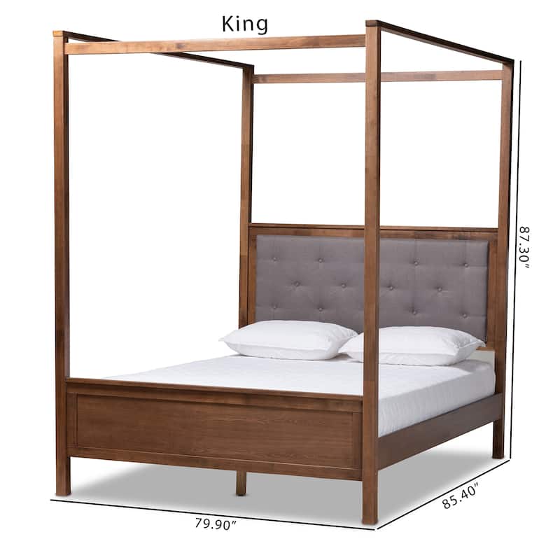Carbon Loft Osoba Modern and Contemporary Platform Canopy Bed-Grey/Walnut Brown