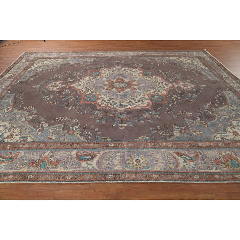 Traditional Tabriz Persian Vintage Area Rug Hand-Knotted Wool Carpet - 9'11"x 12'2"