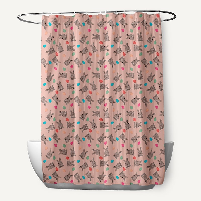 Bunnies and Eggs Shower Curtain - Sunwashed Red