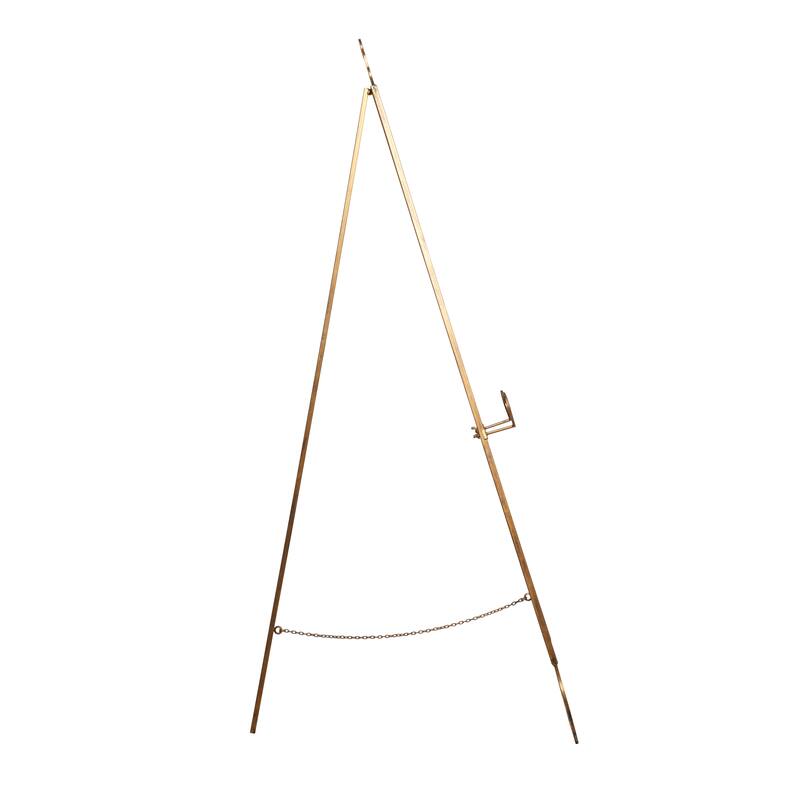 Gold Metal Extra Large Adjustable 3 Tier Scroll Display Easel with Chain Support - 23 x 33 x 68