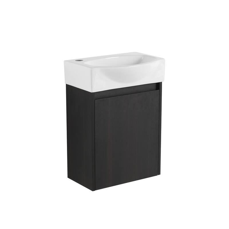 16 in. W x 11 in. D x 22 in. H Single Sink Wall-Mounted Bath Vanity with White Resin Top