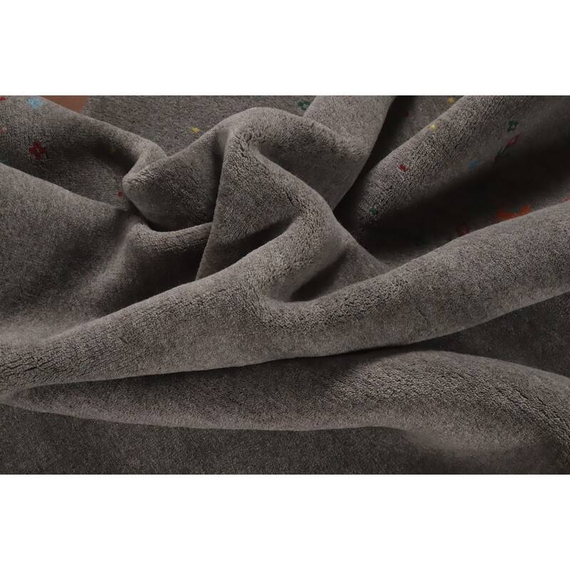 Hand Knotted Oriental 100% Wool Carpet Tribal Tribal Greys & Charcoal Gabbeh Area Rug - 12' 1'' X 9' 1''