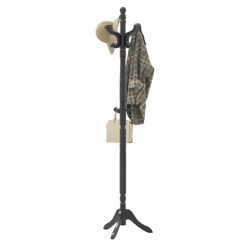 Costway Solid Rubber Wood Coat Rack with 3 Adjustable Heights and 11 - See Details