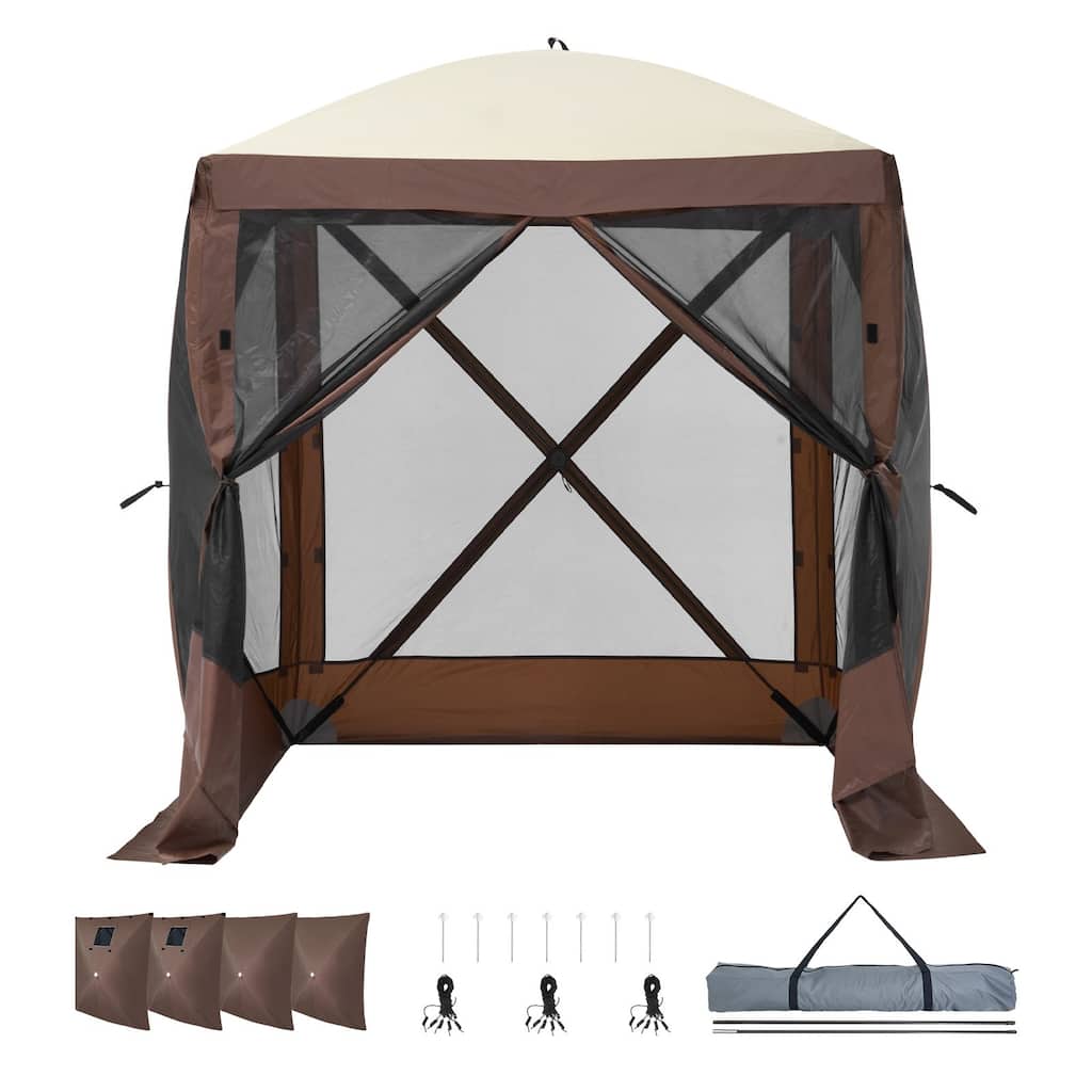 6x6FT Pop Up Gazebo Tent with Mesh Sides & Removable Wind Panels