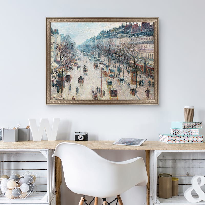 Masterpiece Art Gallery| Boulevard Montmartre by Camille Pissarro - Framed Canvas Art Print