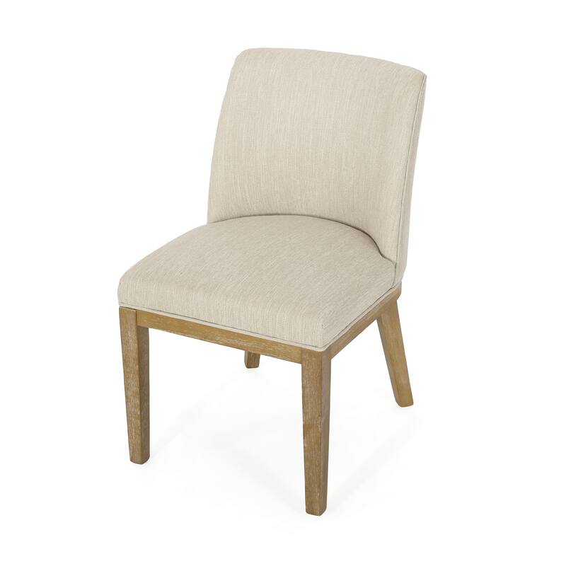 Armless Dining Chairs Set of 2 Modern Curved Back Kitchen Chairs with Wood Legs, Upholstered Dining Room Chairs Reception Chairs