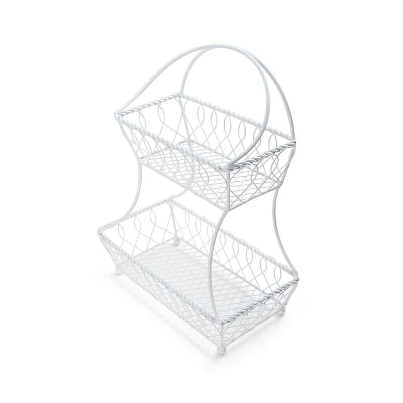 Gourmet Basics By Mikasa 2 Tier Flatback Basket White