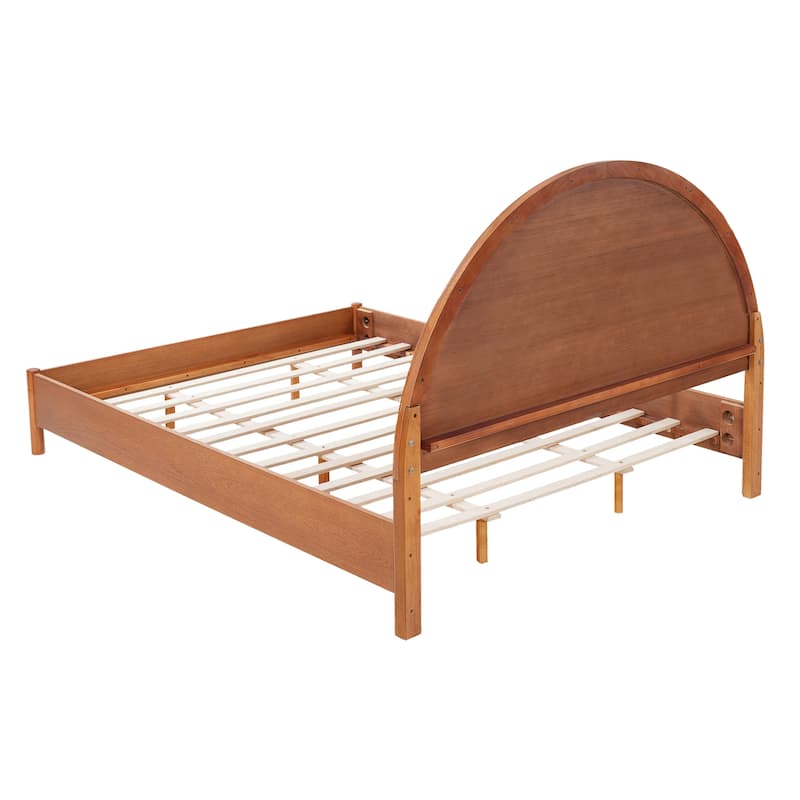 Christopher Knight Home - Modern Mid-Century Wooden Platform Bed with Arched Headboard