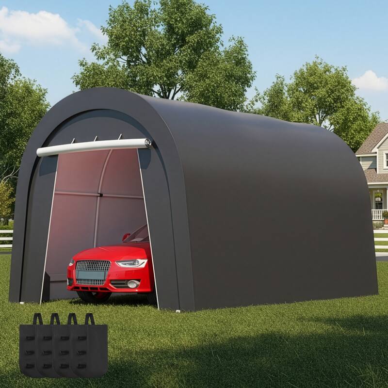 10' x 15'Portable Domed Carport with 2 Roll-up Doors